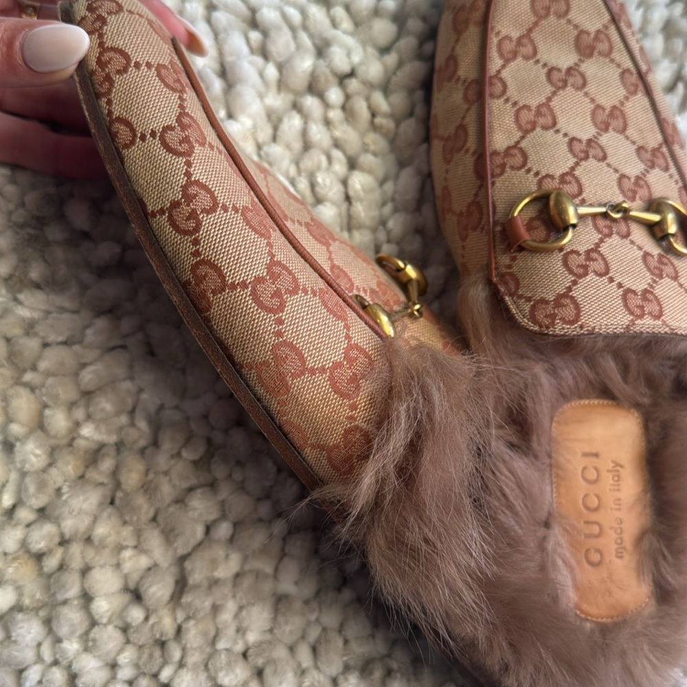 Gucci Women's Tan Fur-Lined Loafers